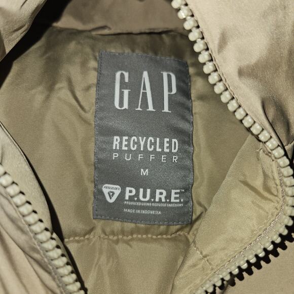 GAP Men's Recycled Puffer Jacket P.U.R.E. Khaki Size Medium NWT - Picture 6 of 8